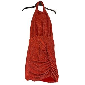Red Sparkly Halter Top Dress